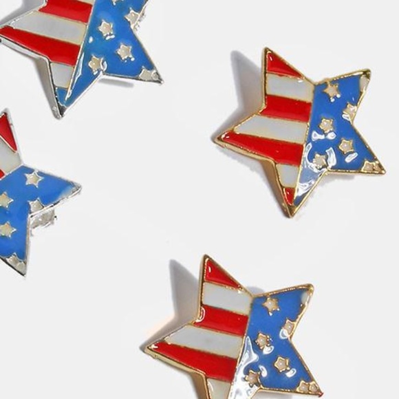 1 pair of American Flag Star Earrings Clip-On - Picture 3 of 3